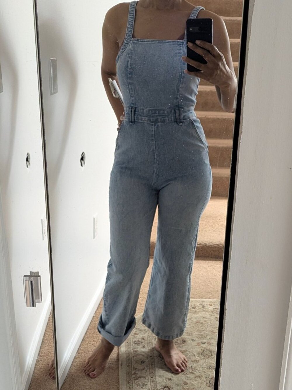Wide Leg Denim Jumpsuit - Picture 2 of 9